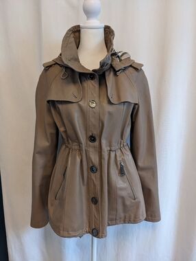 Burberry Blue Label Women Beige Jacket  Beige Faux Leather Plaid 42 US S/M *FLAW